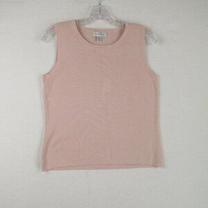 David Brooks Rib Knit Silk Shell Size MP Pink